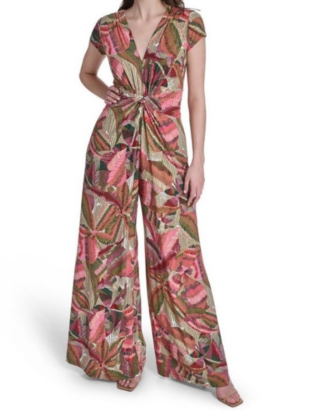 Women's Short-Sleeve V-Neck Jumpsuit